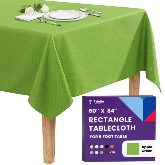 Gee Di Moda Rectangle Tablecloth - 60 x 84 Inch Apple Green Table Cloth for 5 Foot Rectangle Tables - Heavy Duty Washable Fabric - for Holiday Party, Dinner, Weddings, Baby Shower & Events