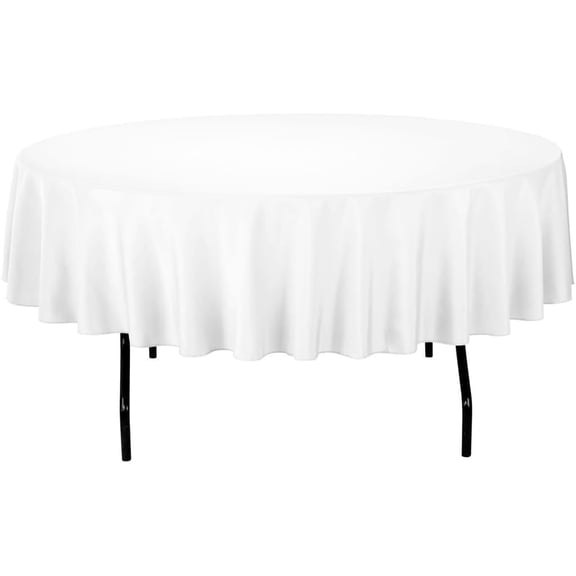 Gee Di Moda 132 Inch White Round Tablecloth - Heavy Duty, Machine Washable, Wrinkle Resistant - For 72 to 96 Inch Round Tables - Ideal for Buffet, Holidays, Dinner, Wedding & Baby Showers