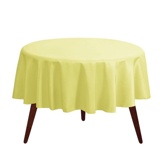 Gee Di Moda Round Tablecloth - 90 Inch Yellow Round Table Cloth for 30 to 60 Inch Round Tables - Heavy Duty Washable Fabric - for Buffet Table, Holiday Party, Dinner, Wedding & Baby Shower