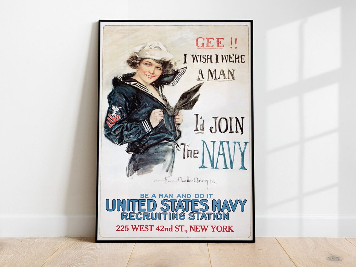 Vintage WWII Navy Poster - 'Fight! Join The Navy!' 16x24 Inches, Matte Paper