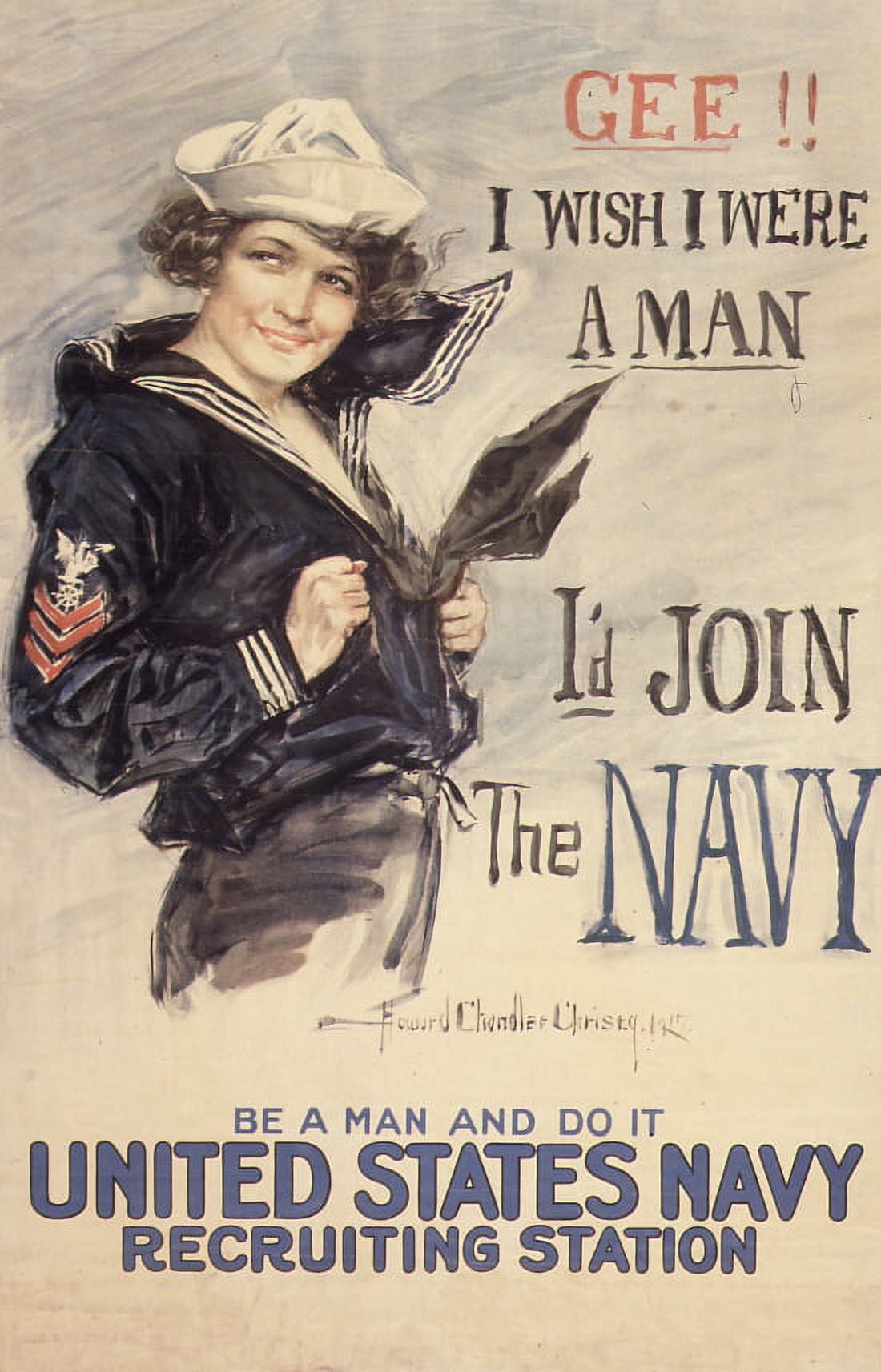Gee I Wish I Were A Man Howard Chandler Christy 1917 Canvas Art - (36 x 54)