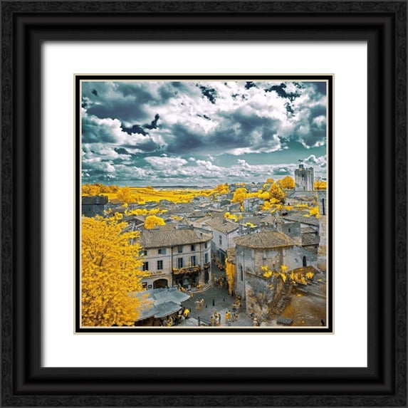 Gee, Tonee 15x15 Black Ornate Wood Framed with Double Matting Museum Art Print Titled - Village of Saint-Emilion - Infrared and UV Photography
