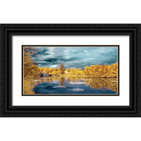 Gee, Tonee 24x14 Black Ornate Wood Framed with Double Matting Museum Art Print Titled - Majolan-the Lake