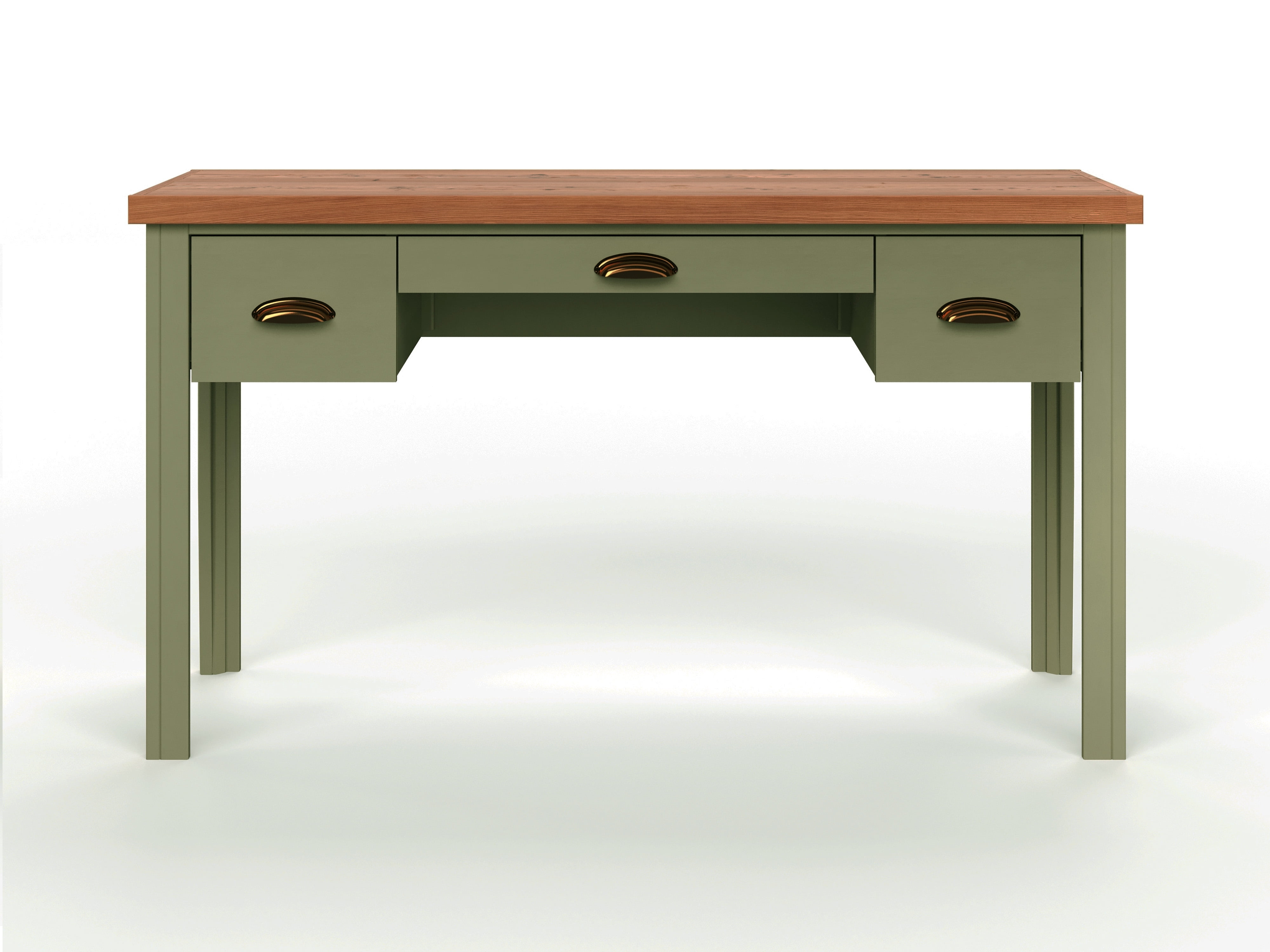 Sage Green and Fruitwood 53" Writing Desk with Drawers