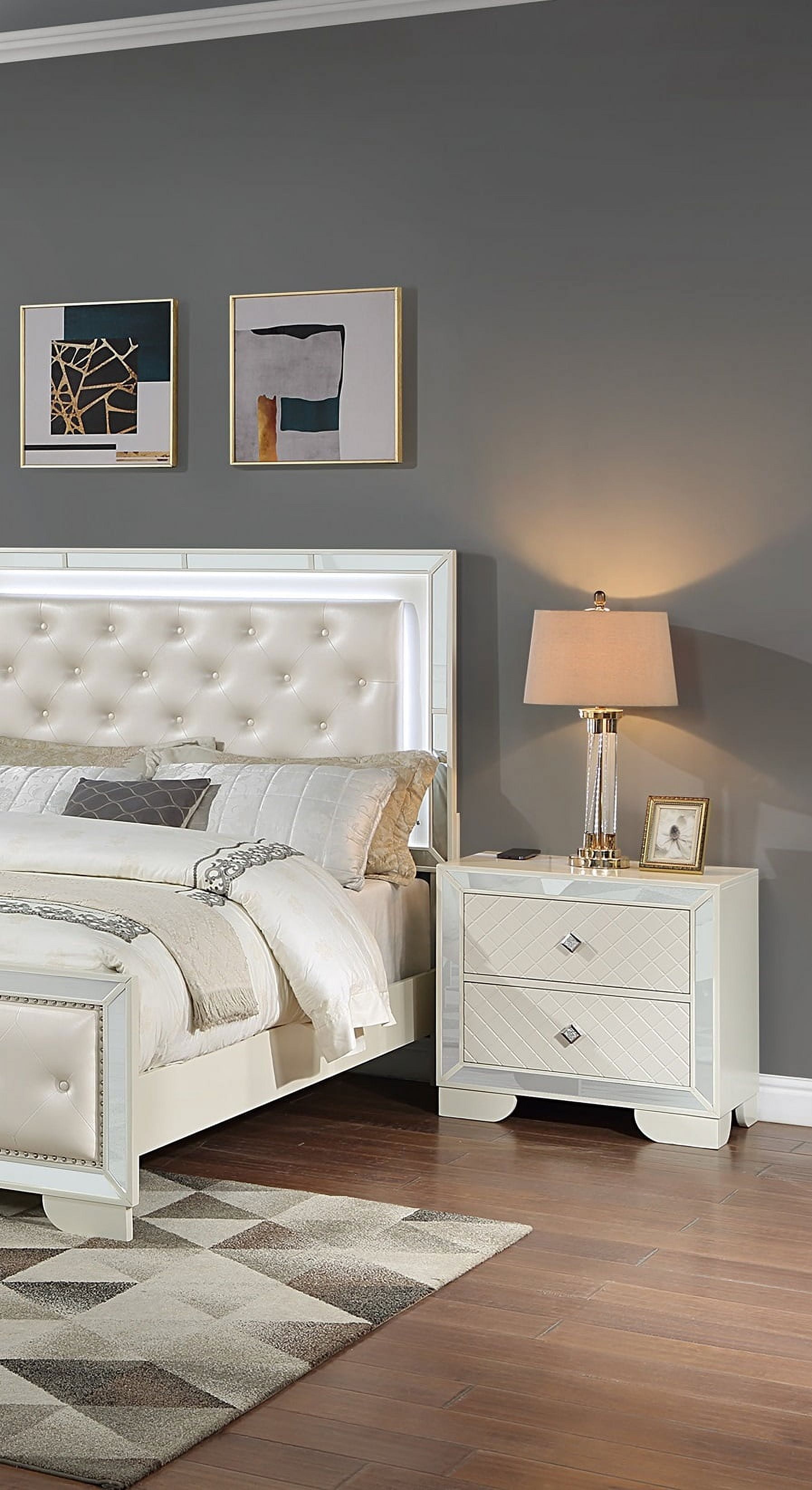 GeeHome Classic Luxury Look Cream 1pc Nightstand Wooden Bedside Table ...
