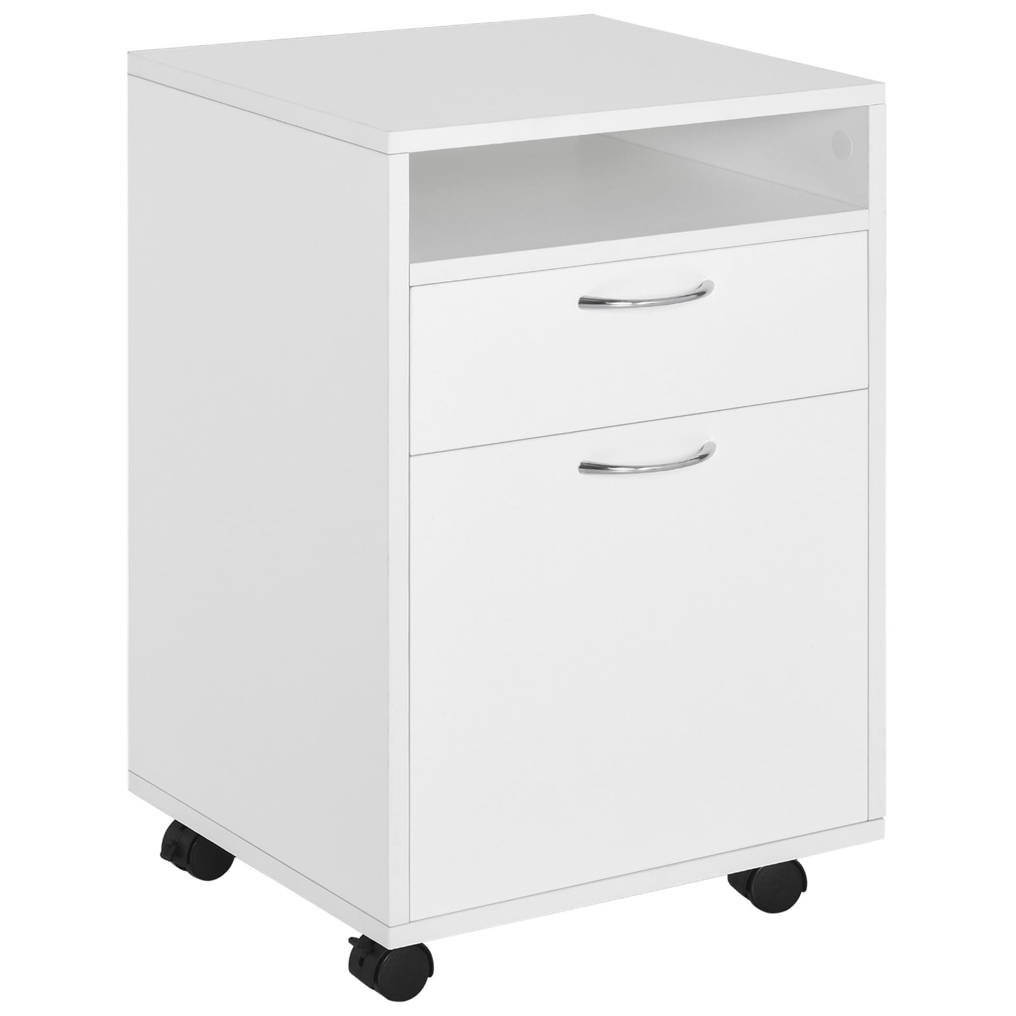 White Mobile Storage Cabinet with 2 Drawers and Castors