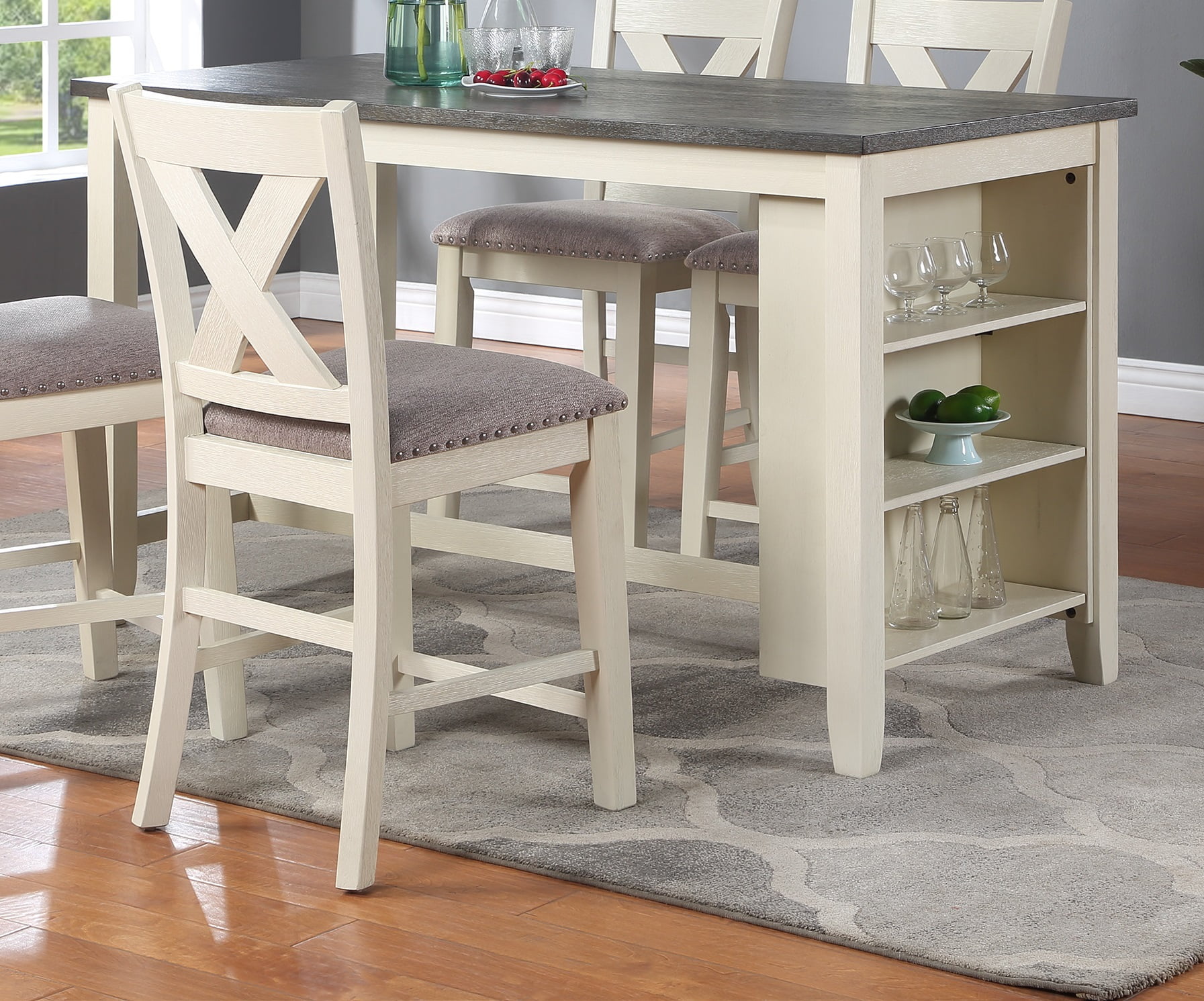 GeeHome Modern Casual 1pc Counter Height High Dining Table w Storage ...
