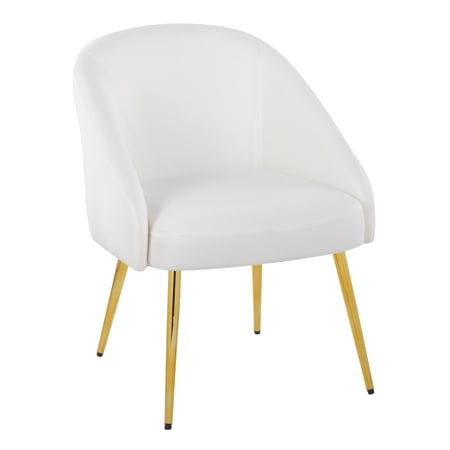 GeeHome Shiraz Contemporary/Glam Chair in Gold Metal and White Velvet by LumiSource