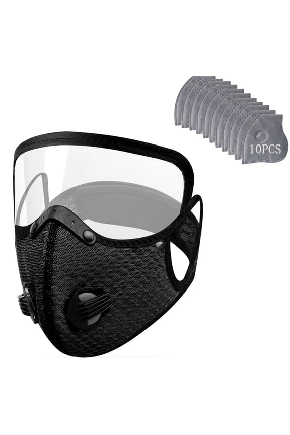 Geeda Lightweight Cycling Face Mask with Eye Shield Breathing Valve Replaceable Filters for On-the-Go Biking Hiking Burgundy