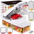 thumbnail image 1 of Geedel 4 in 1 Vegetable Chopper, Onion Chopper Pro Food Chopper, Kitchen Vegetable Slicer Dicer Cutter Grater, Veggie Chopper with container for Salad Onion Potato Carrot, White, 1 of 8
