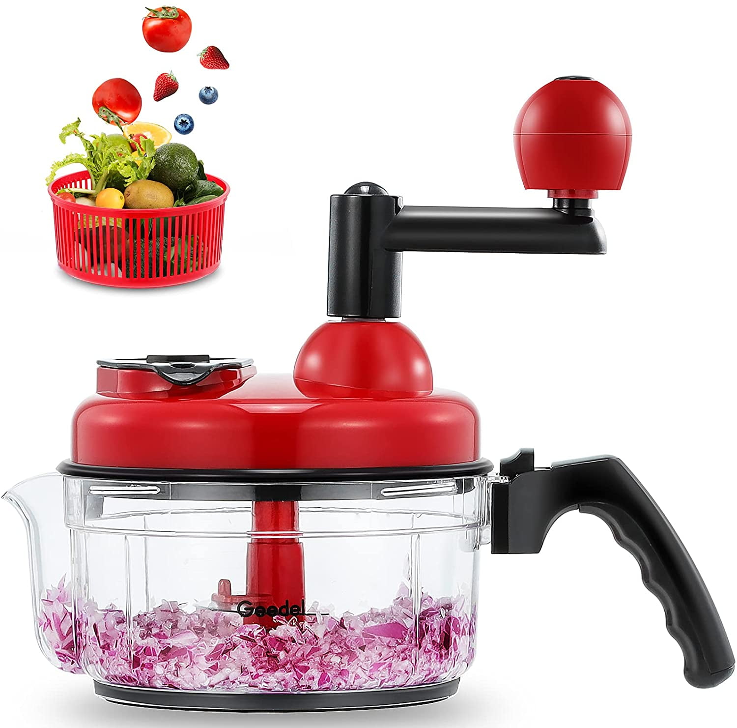 Geedel Hand Vegetable Chopper, 4-in-1 Food Chopper Processor, 3 Cups  Capacity, Dishwasher Safe, Easy to Use 