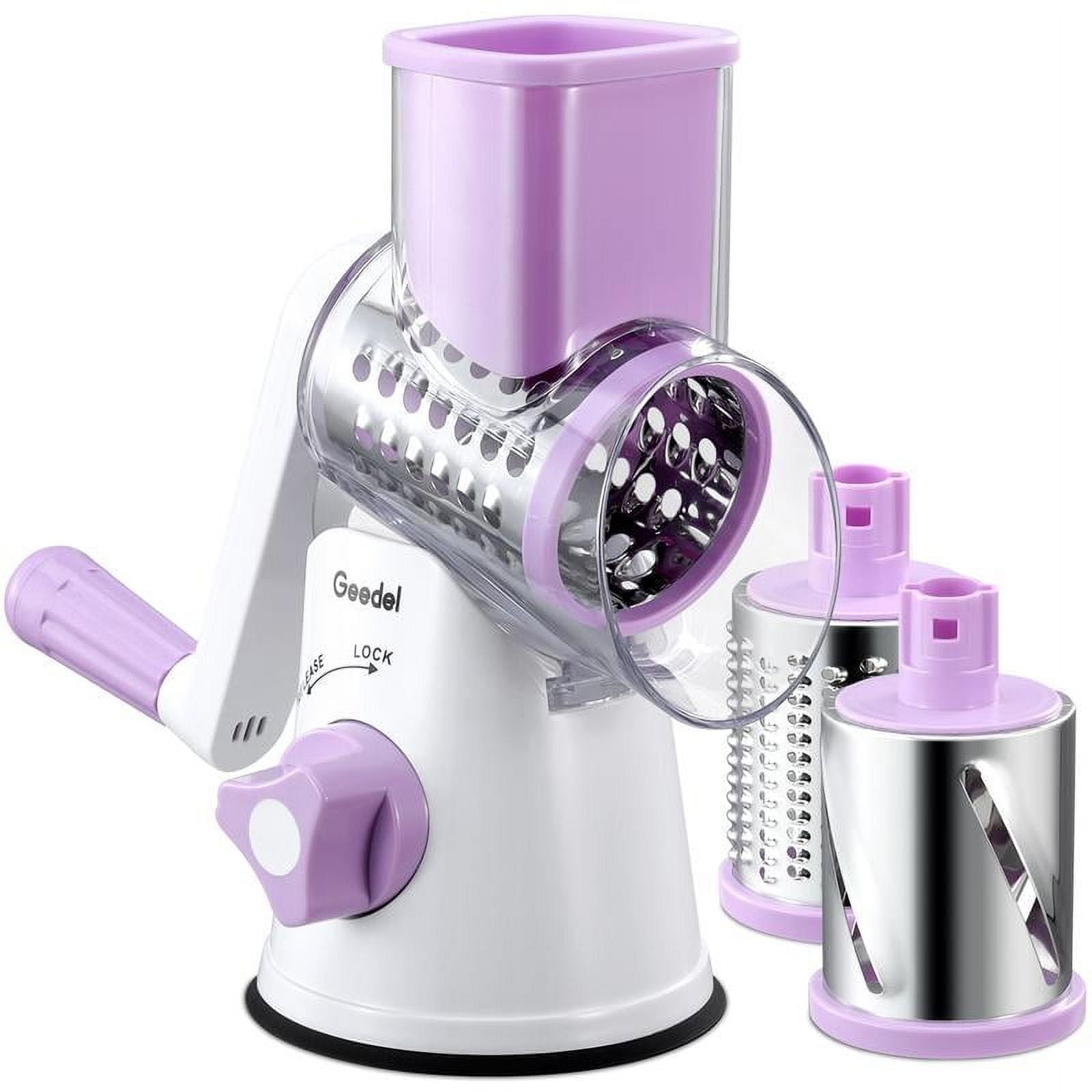 Geedel Rotary Cheese Grater with 3 interchangeable Blades, Vegetable