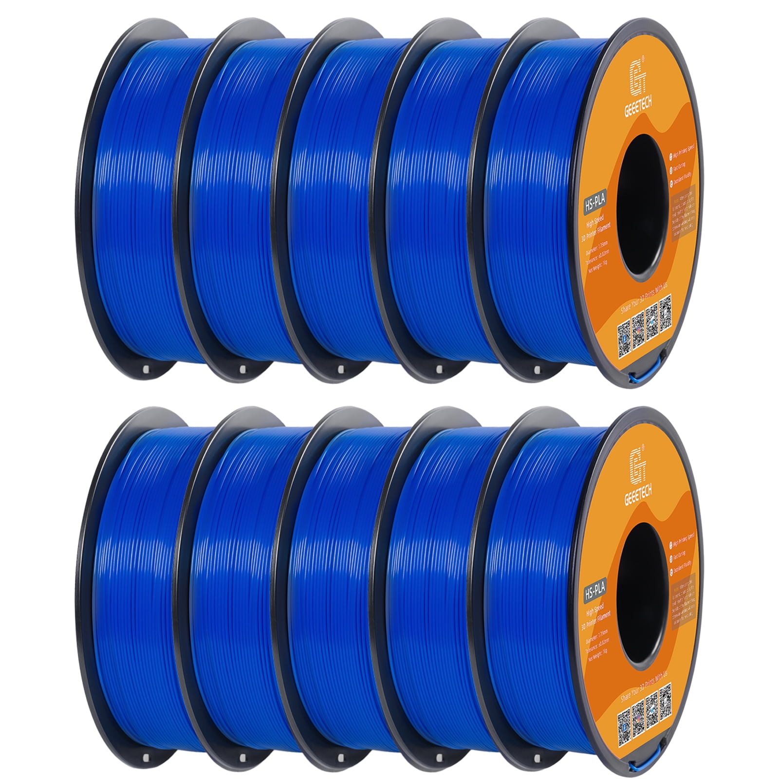 Geeetech 1.75mm PLA 3D Printer Filament, 10kg Spool (22lbs), Dimensional Accuracy +/- 0.03mm,Blue