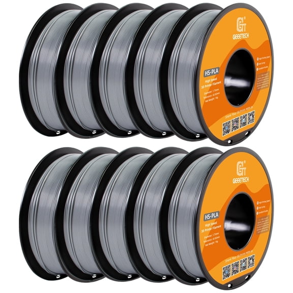 Geeetech 1.75mm PLA 3D Printer Filament, 10kg Spool (22lbs), Dimensional Accuracy +/- 0.03mm,Silver