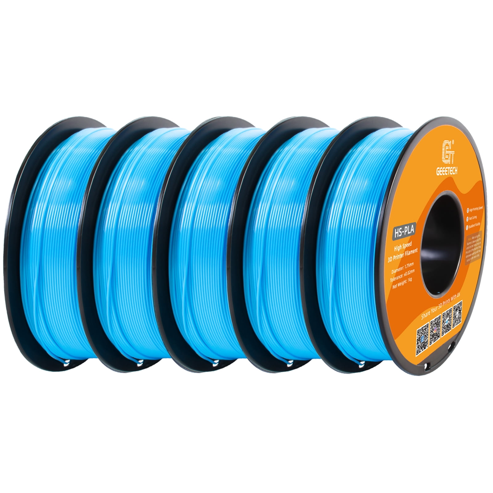 Geeetech 1.75mm PLA Water Blue 3D Printer Filament, 5kg Spool (11lbs ...