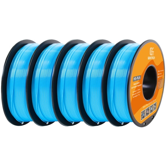 Geeetech 1.75mm PLA Water Blue 3D Printer Filament, 5kg Spool (11lbs), Dimensional Accuracy +/- 0.03mm（5pcs）