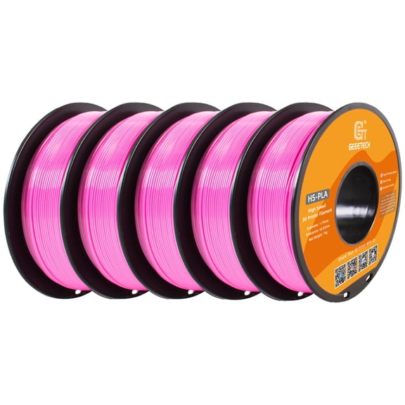 Geeetech 1.75mm PLA pink 3D Printer Filament, 5kg Spool (11lbs), Dimensional Accuracy +/- 0.03mm（5pcs）