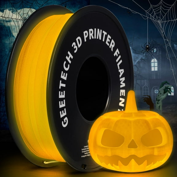 Geeetech 3D Printer Filament, Luminous Multicolor PLA Filament 1.75mm, Accuracy +/- 0.03mm Luminous Orange yellow 1kg (2.2lbs)
