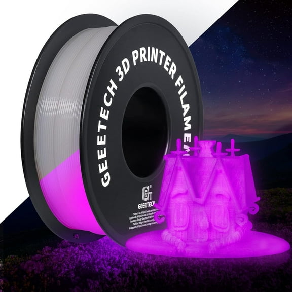 Geeetech 3D Printer Filament, Luminous Multicolor PLA Filament 1.75mm, Accuracy +/- 0.03mm Luminous purple 1kg (2.2lbs)