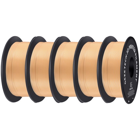Geeetech 5pcs Sand Gold Color 1.75mmPLA 3D Printer Filament , Dimensional Accuracy +/-0.03mm, 5kg (11lbs) , 1080 Feet (330m)per Roll, Fit for Most 3D FDM Printer