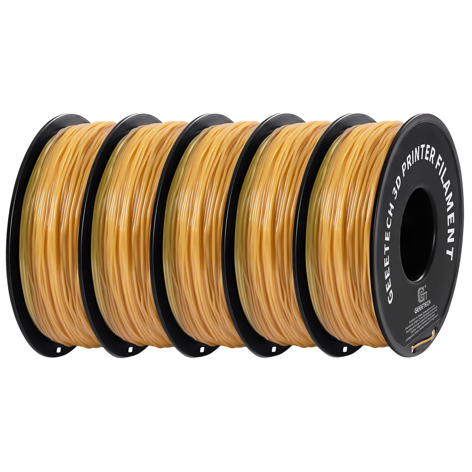 Geeetech 5pcs TPU Filament 1.75mm Flexible Soft 3D Printer Consumables gold, 5kg Spool (11 lbs.), Dimensional Accuracy +/- 0.03 mm