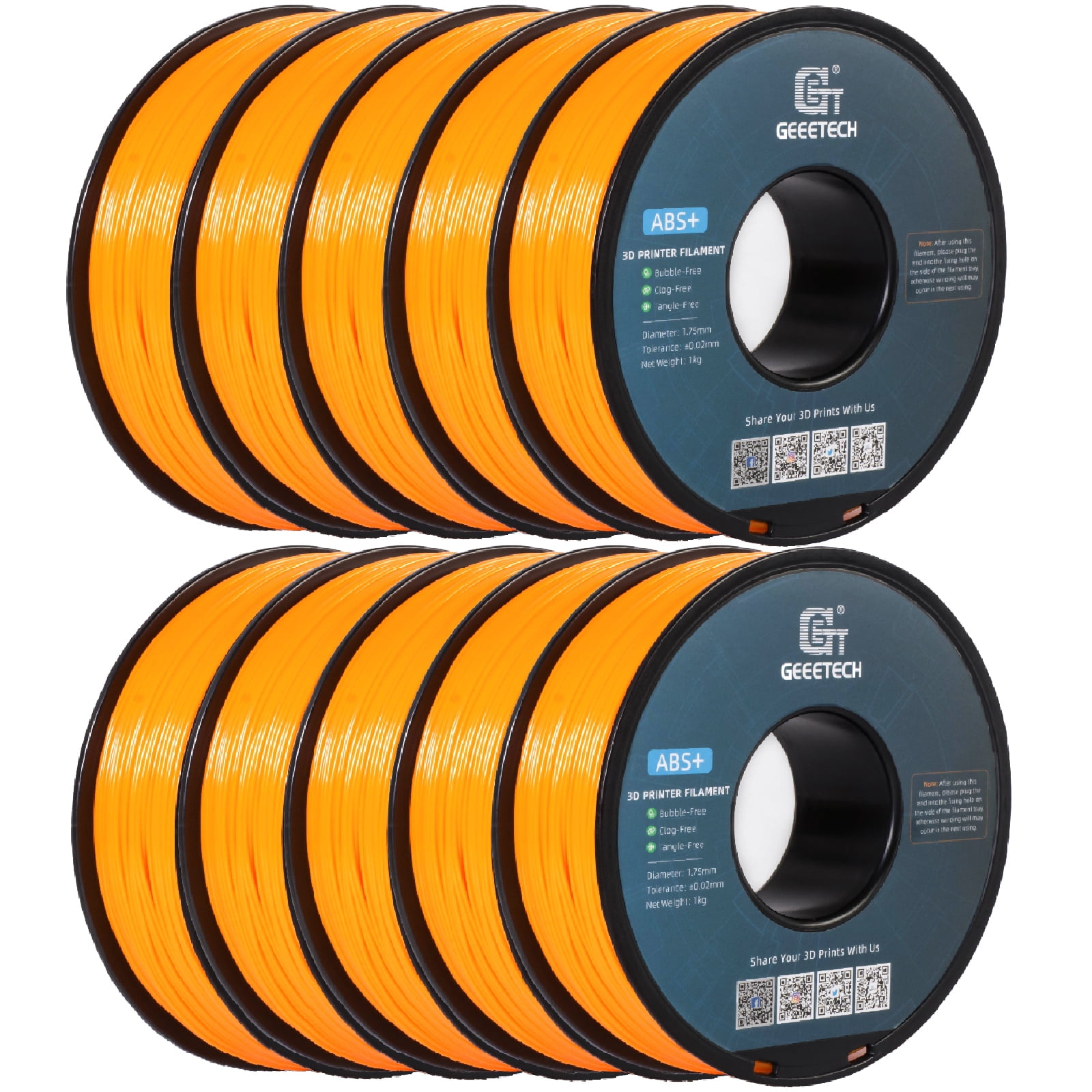 Geeetech ABS 3D Printer Filament 1.75mm ABS Filament 10KG Spool Orange