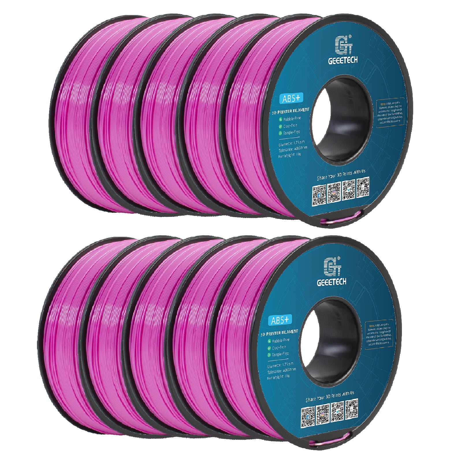 Geeetech ABS 3D Printer Filament 1.75mm ABS Filament 10KG Spool Pink
