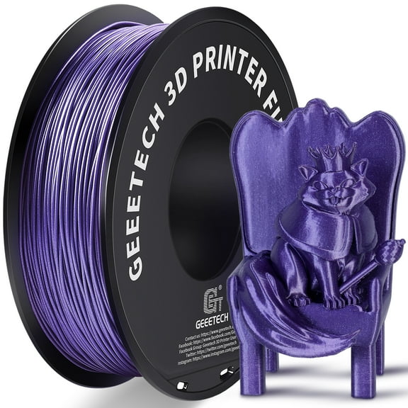 Geeetech PLA 3D Printer Filament, 1.75mm 1KG (2.2lbs) Spool, Dimensional Accuracy +/- 0.03 mm, 3D Printing Glitter Material Filament,Fit for Most FDM 3D Printers (Purple)