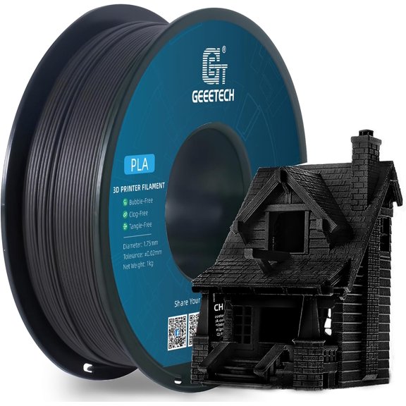 Geeetech PLA 3D Printer Filament, 1.75mm 1KG (2.2lbs) Spool, Dimensional Accuracy +/- 0.03 mm, 3D Printing Wood Filament,Fit for Most FDM 3D Printers (ebony)
