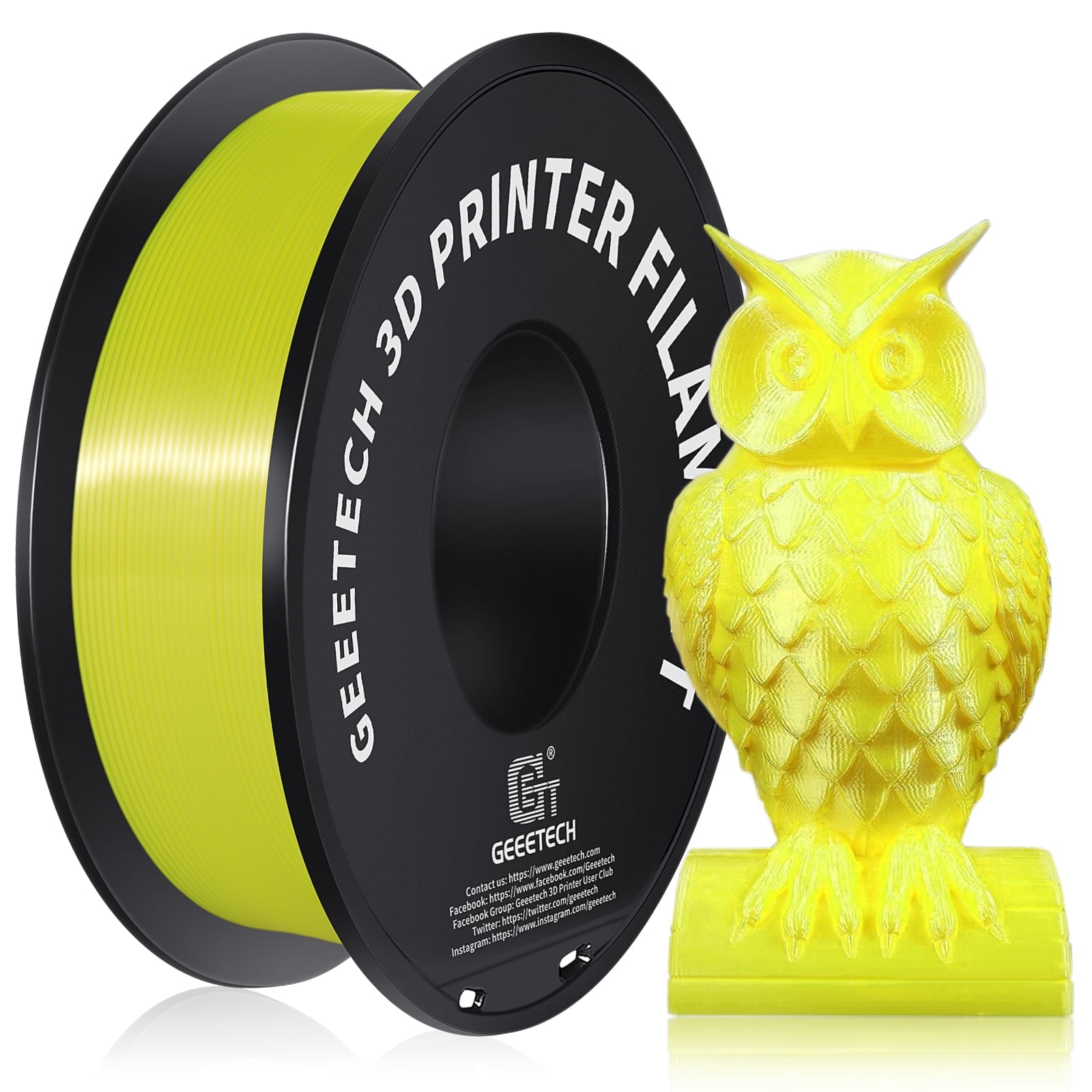 Geeetech Silk Yellow 3D Printer PLA Filament 1KG Toughness Enhanced Filament with 1.75mm Dimensional Accuracy +/-0.03mm, 1080 Feet per Roll, Vacuum Packaging