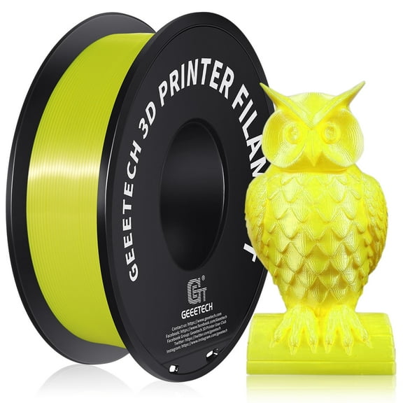 Geeetech Silk Yellow 3D Printer PLA Filament 1KG Toughness Enhanced Filament with 1.75mm Dimensional Accuracy  /-0.03mm, 1080 Feet per Roll, Vacuum Packaging