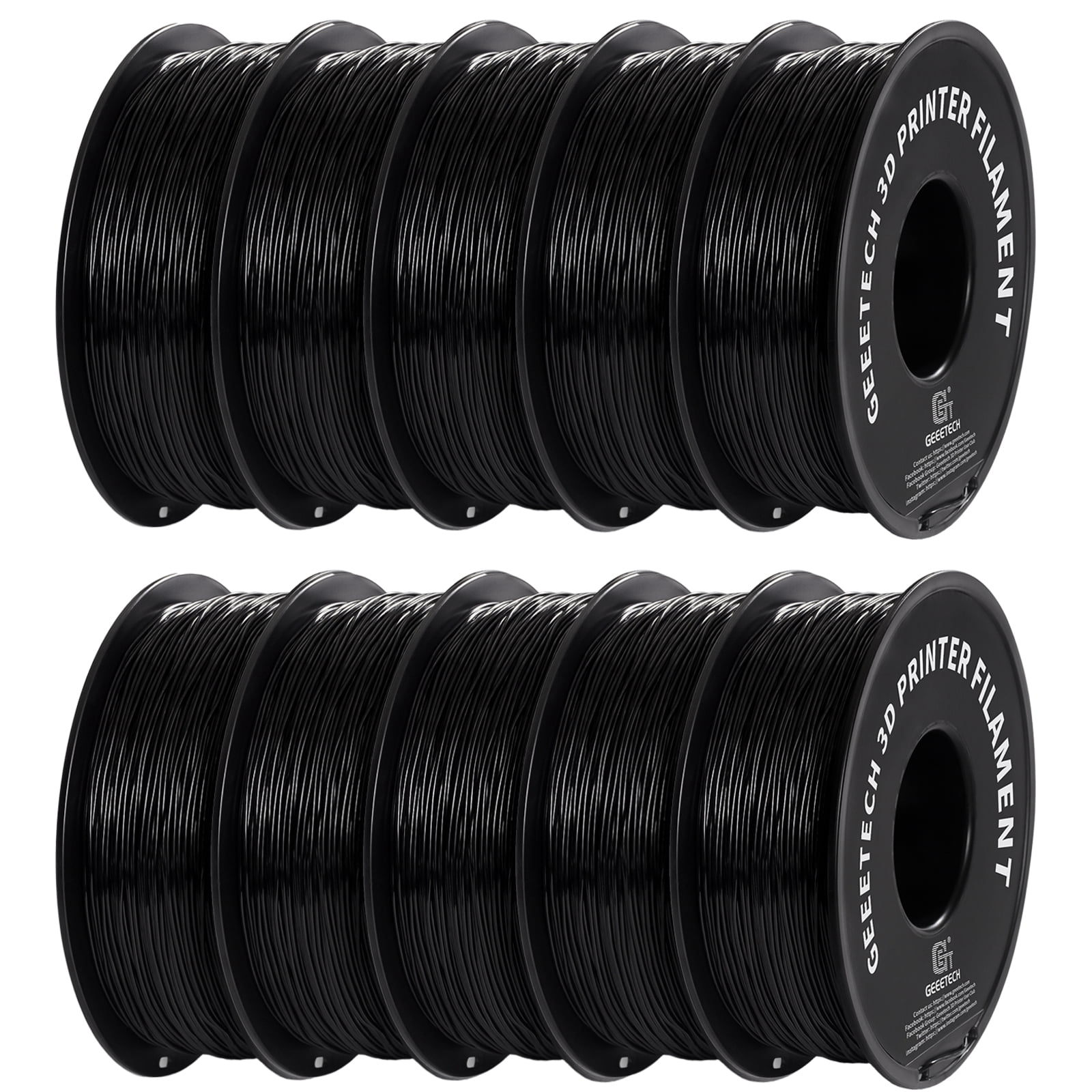 Geeetech TPU 1.75mm Flexible Soft Filament Black, 10kg Spool (22 lbs.), Dimensional Accuracy +/- 0.03 mm