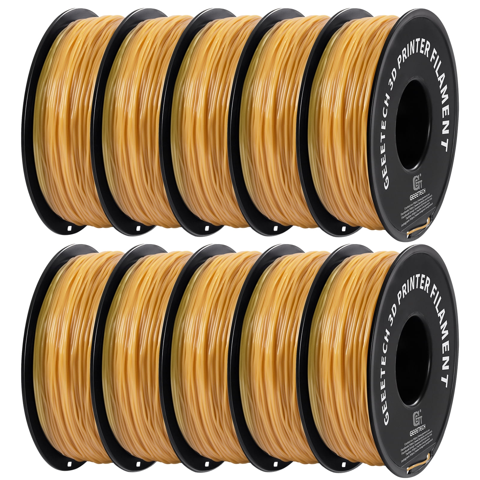 Geeetech TPU 1.75mm Flexible Soft Filament Gold, 10kg Spool (22 lbs.), Dimensional Accuracy +/- 0.03 mm