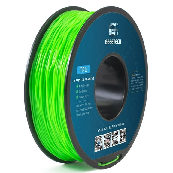 Geeetech TPU Filament 1.75mm, Flexible 3D Printer Filament Roll, 1kg（2.2ibs） Spool, Dimensional Accuracy +/- 0.03 mm, Fit Most FDM Printer (TPU green)