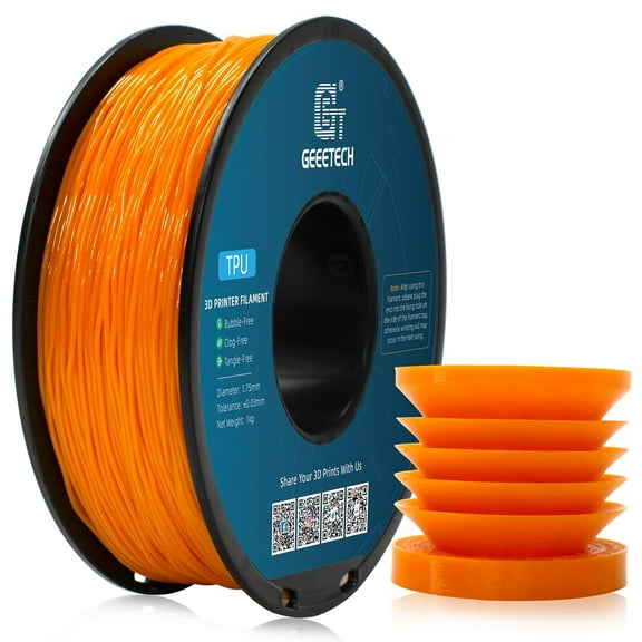 Geeetech TPU Filament 1.75mm, Flexible 3D Printer Filament Roll, 1kg（2.2ibs） Spool, Dimensional Accuracy +/- 0.03 mm, Fit Most FDM Printer (TPU orange)