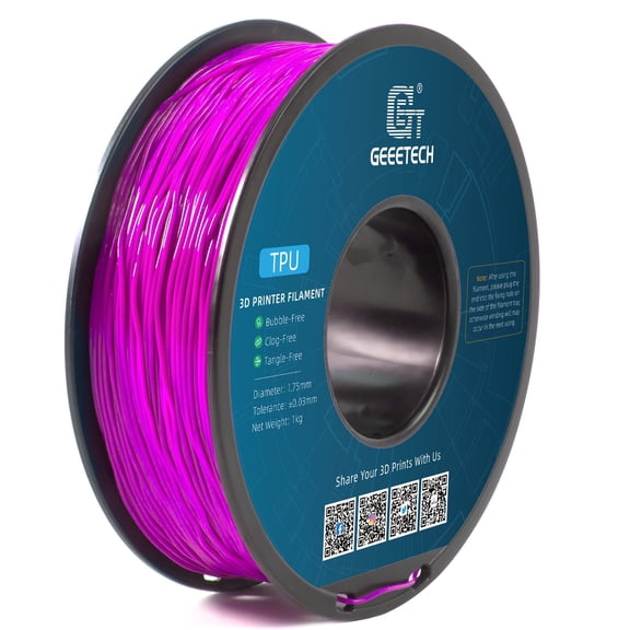 Geeetech TPU Filament 1.75mm, Flexible 3D Printer Filament Roll, 1kg2.2ibs Spool, Dimensional Accuracy +/- 0.03 mm, Fit Most FDM Printer (TPU purple)