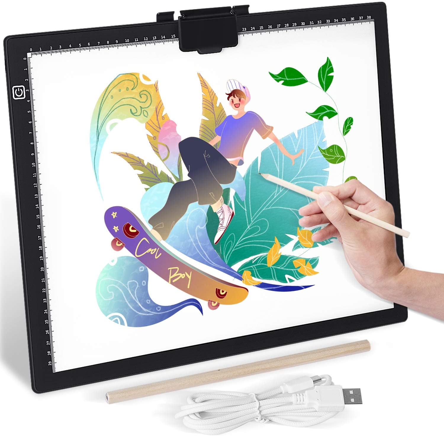 Portable A4 Tracing LED Copy Board Light Pad,Light Board with Protect Frame,Ultra-Thin 3 Color Temperatures Stepless Dimming Light Box for Weedind