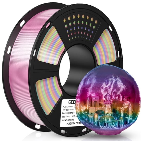 Geeetech gradient color 3D Printer PLA Filament 1KG Toughness Enhanced Filament with 1.75mm Dimensional Accuracy +/-0.03mm, 1080 Feet per Roll, Vacuum Packaging