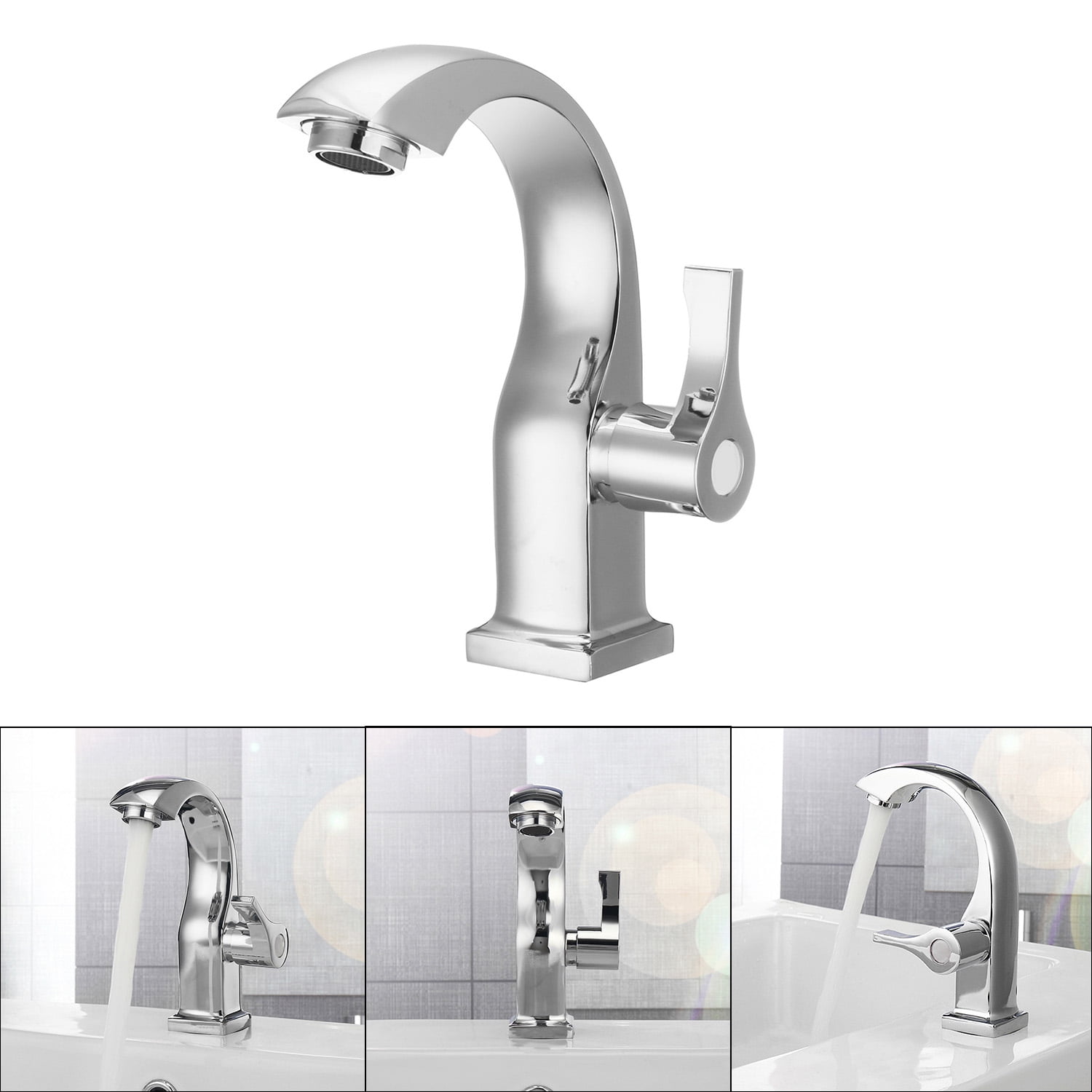 Geege Chrome Bathroom Basin Copper Tap Single Handle Spout Sink Bath Cold Water Faucet