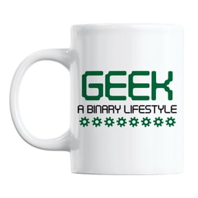 Geek, A Binary Lifestyle White Ceramic Coffee & Tea Mug for a Programmer (11oz)