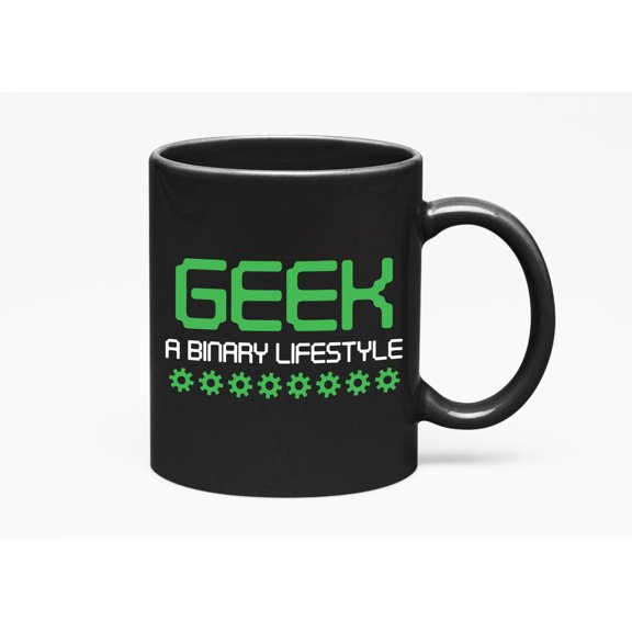 Geek, A Binary Lifestyle, a Programmer, Black 11oz Ceramic Mug