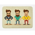 thumbnail image 1 of Geek Bath Mat, Hipster Fashion Themed Cartoon Image of Men Wearing Pullovers Jackets and Suspenders, Plush Bathroom Decor Mat with Non Slip Backing, 29.5" X 17.5", Multicolor, by Ambesonne, 1 of 2
