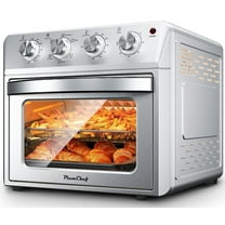 Plum Chef 27.5QT Air Fryer Toaster Oven Combo, Extra Large 7-in-1 Countertop Oven with Bake, Broil, Roast, Toast, Healthy Air Fry Function, 1600W, Digital Controls & 60-Min Timer, Silver