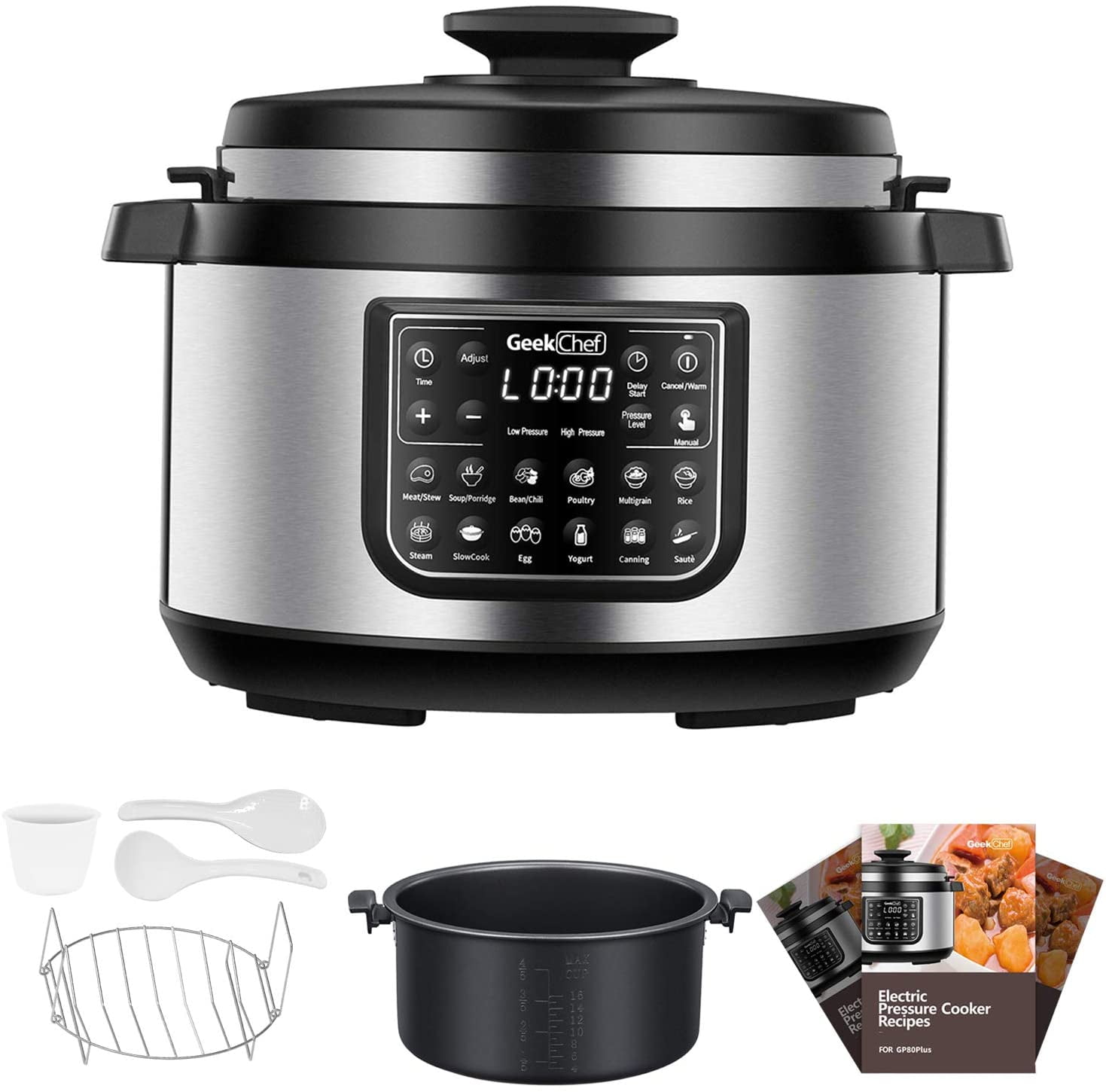Galanz 8-in-1 Multi Cooker with Air Fry, Sous Vide, Rice, Sauté, Slow Cook,  Steam, Roast, & Grill - Removable 8 QT Cooking Bowl, 8 Pre-Set Programs