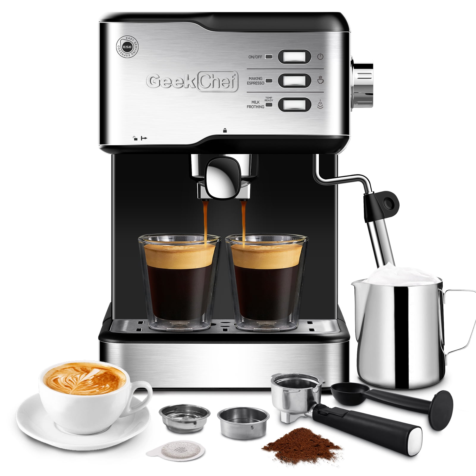 Geek Chef Máquina de café expreso de 20 bares, cafetera espresso con  calentamiento rápido, máquina automática para café con leche y capuchino  con