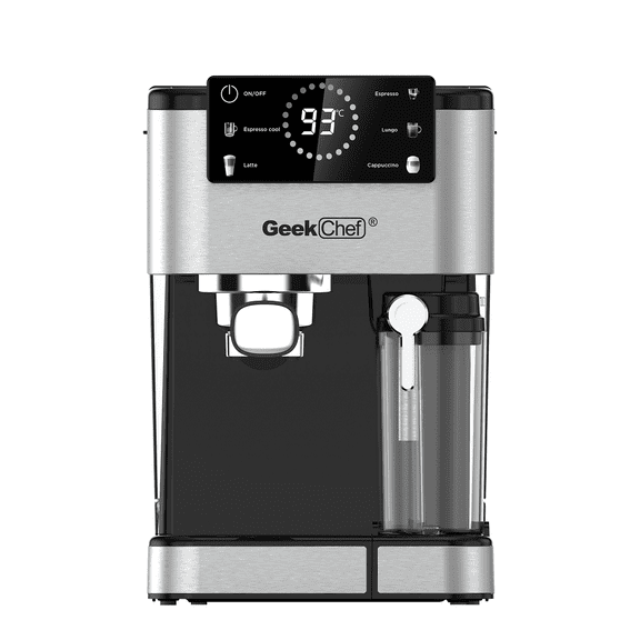 Geek Chef Home Espresso Machine - 20 Bar, Auto Milk Frother, Touchscreen, ESE Pod & Instant Heating, for Cappuccino, Latte & Iced Coffee.