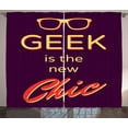thumbnail image 1 of Geek Curtains 2 Panels Set, Typography Art Motivational Geek Quote for Hipster Subsculture Theme, Window Drapes for Living Room Bedroom, 108W X 63L Inches, Purple Mustard and Vermilion, by Ambesonne, 1 of 3