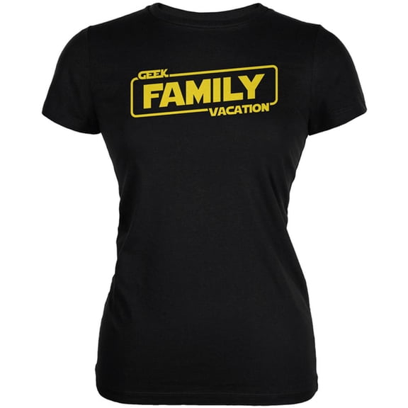 Geek Family Vacation Juniors Soft T Shirt Black MD