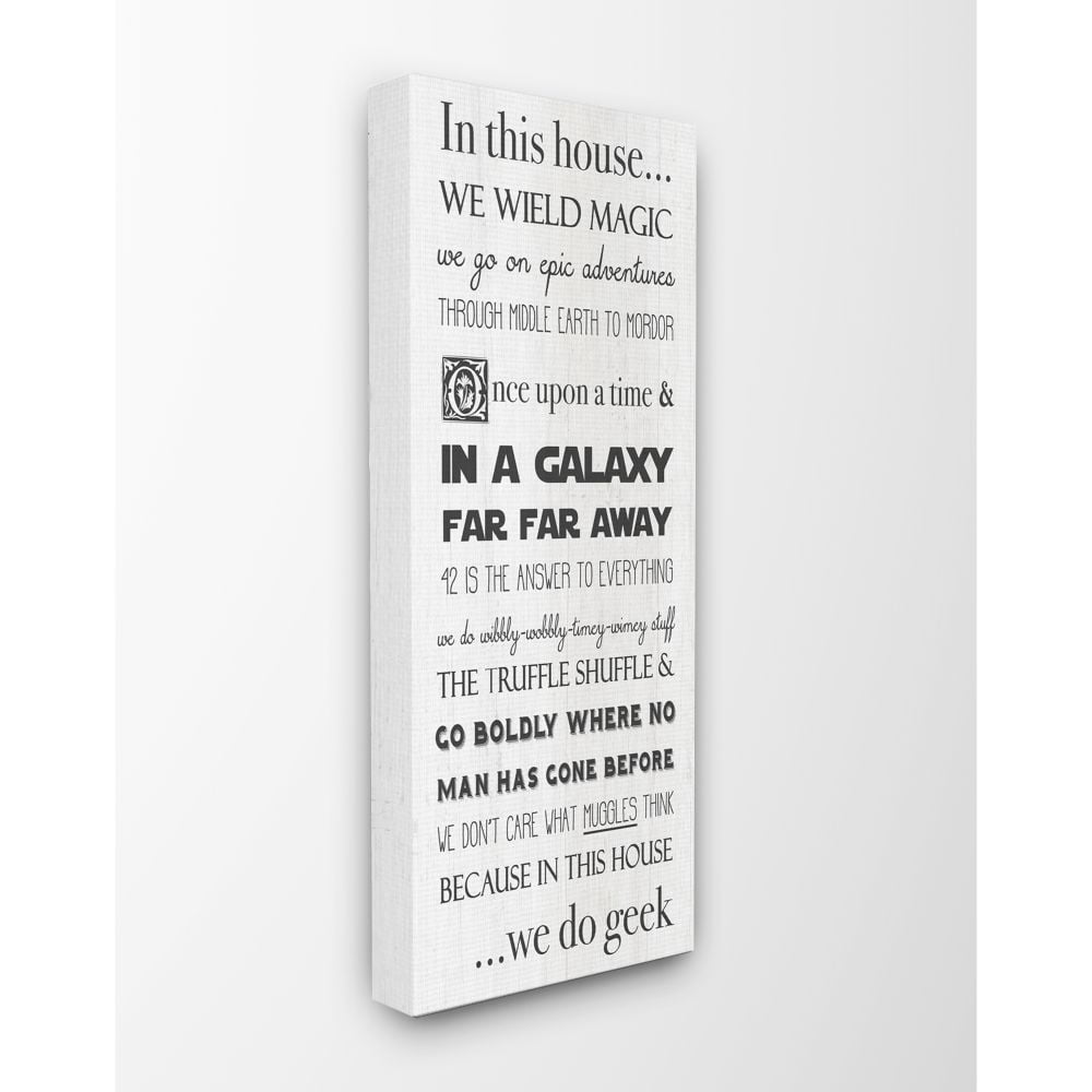Geek House Inspirational Family Word Design Stretched Canvas Wall Art by Daphne Polselli