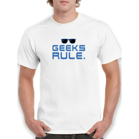 Geek Rule Men White T-Shirt, Male Medium